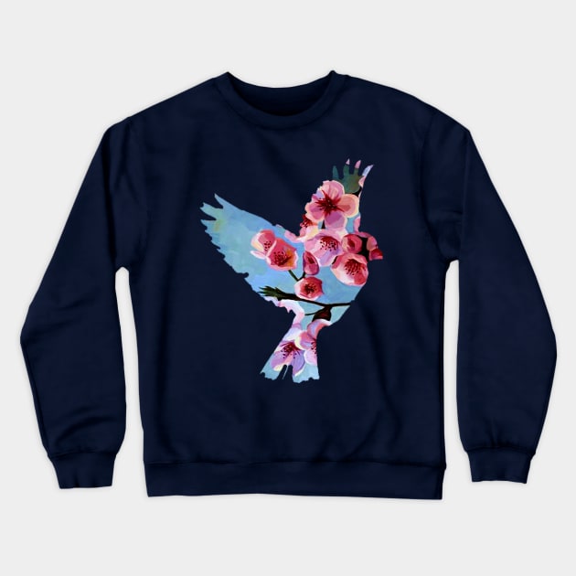 bird with flowers Crewneck Sweatshirt by inkbender2017